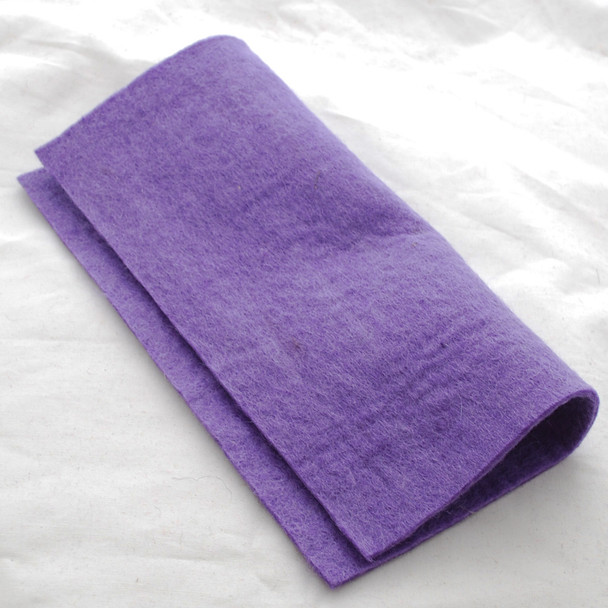 Handmade 100% Wool Felt Sheet - Approx 5mm Thick - 12" Square - Lavender Purple