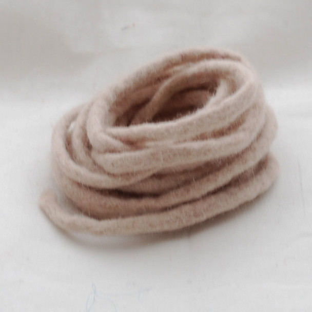 100% Wool Felt Cord - Handmade - 3 Metres - Light Latte
