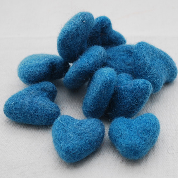 100% Wool Felt Hearts - 10 Count - approx 3cm - Dress Blue