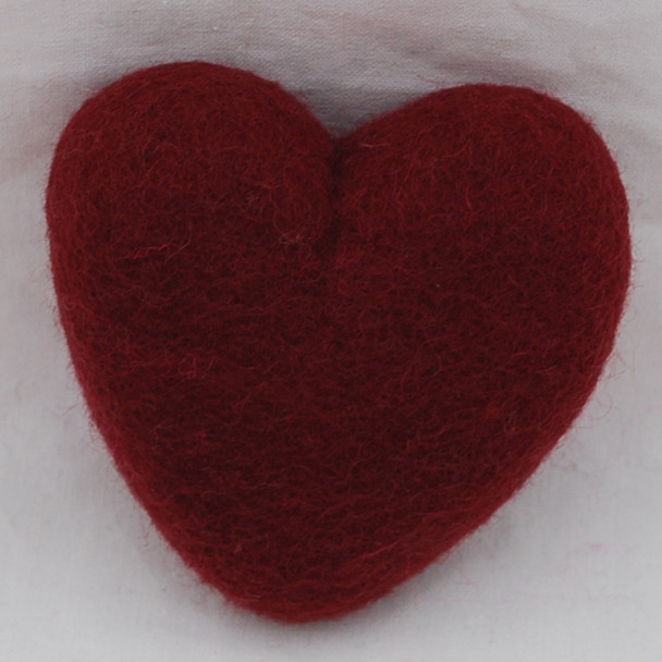 100% Wool Felt Heart - 10cm - Wine Red