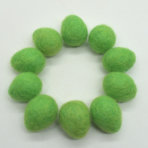 100% Wool Felt Eggs / Raindrops - 10 Count - Green Flash