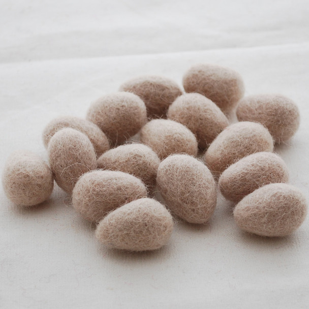 100% Wool Felt Eggs / Raindrops - 10 Count - Light Latte