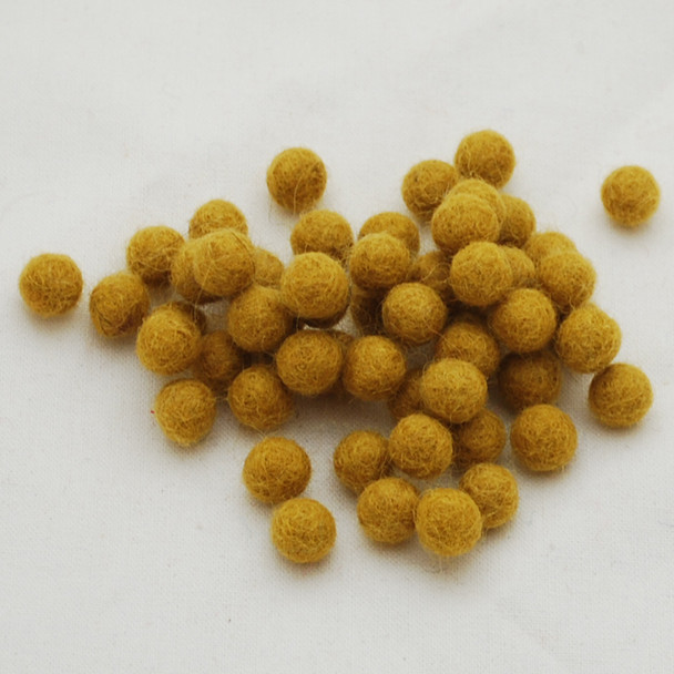100% Wool Felt Balls - 1cm - Dark Goldenrod - 50 Count / 100 Count