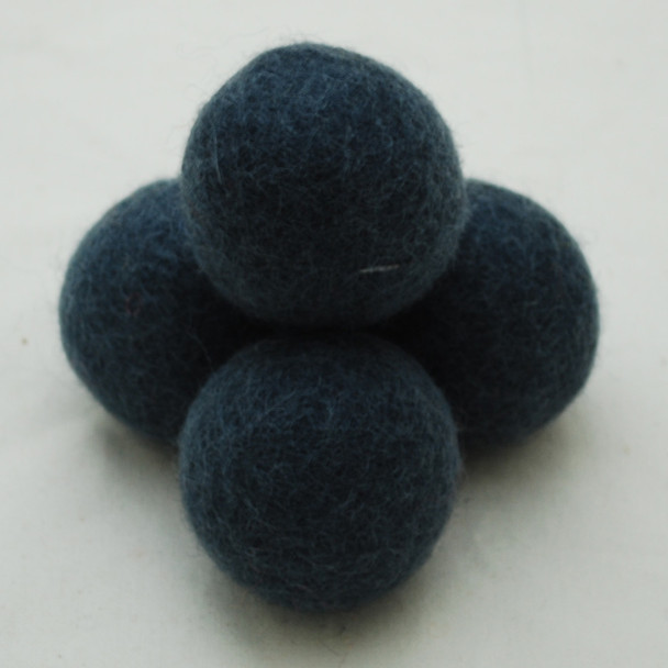 100% Wool Felt Balls - 5 Count - 4cm - Charcoal Grey