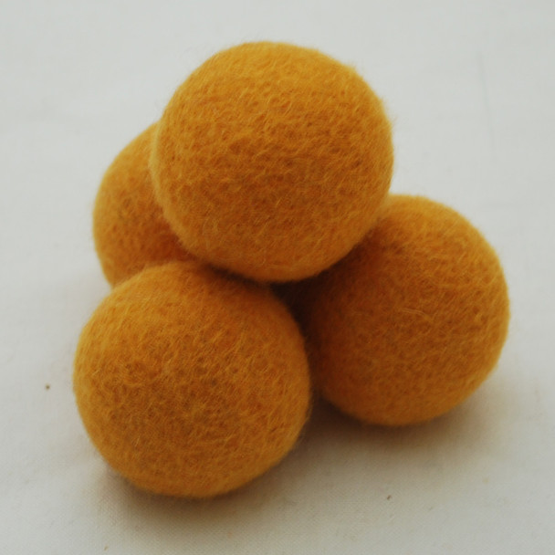 100% Wool Felt Balls - 5 Count - 4cm - Orange