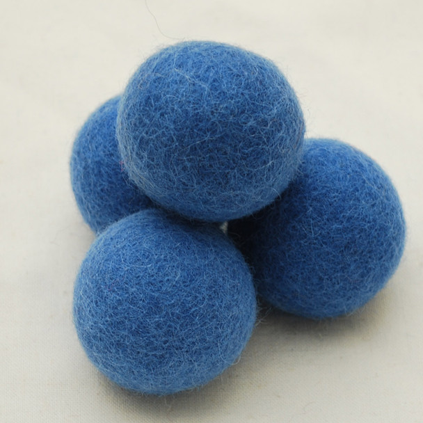 100% Wool Felt Balls - 5 Count - 4cm - Porcelain Blue