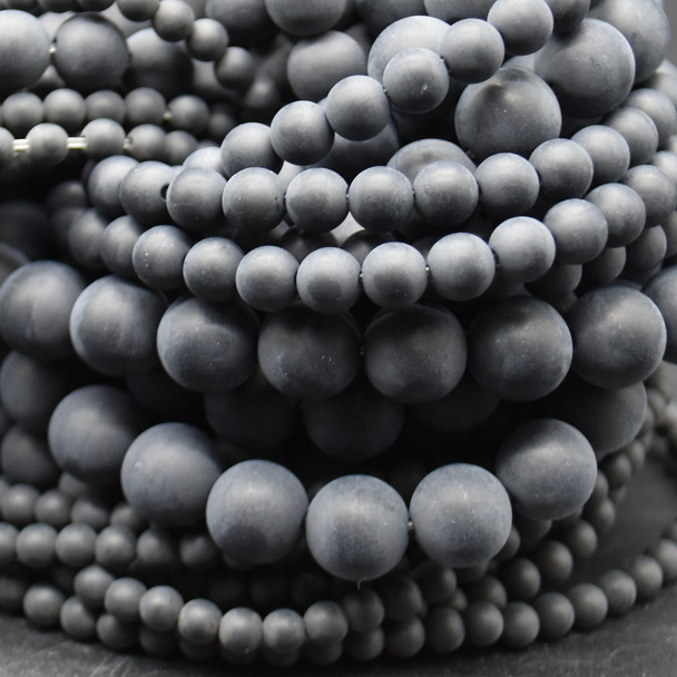 High Quality Grade A Black Agate Onyx Frosted / Matte Semi-precious Gemstone Round Beads 4mm, 6mm, 8mm, 10mm