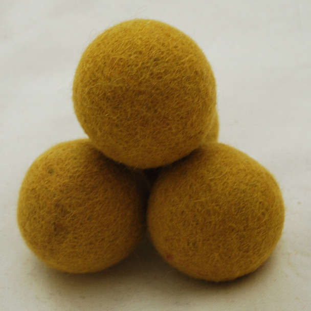 100% Wool Felt Balls - 5 Count - 4cm - Dark Goldenrod