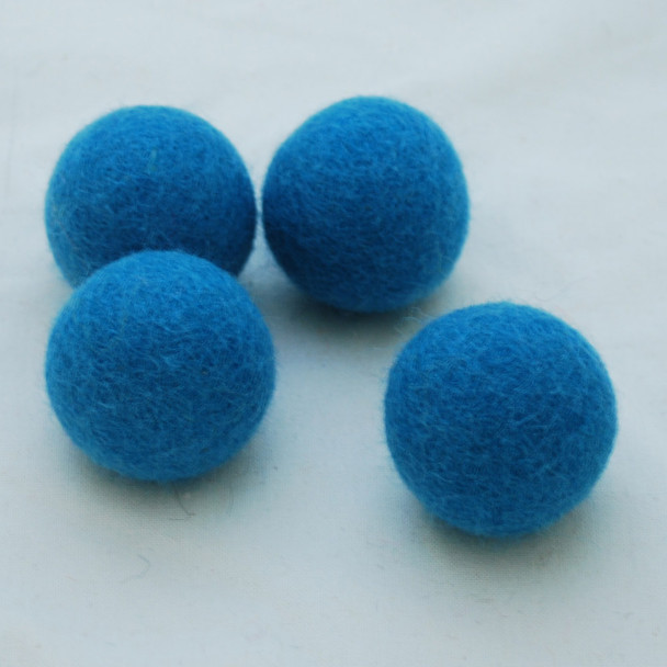 100% Wool Felt Balls - 5 Count - 4cm - Dress Blue