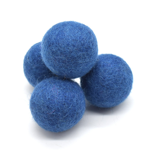 100% Wool Felt Balls - 5 Count - 4cm - Ultramarine Blue