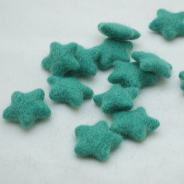 100% Wool Felt Stars - 10 Count - approx 3.5cm - Light Sea Green