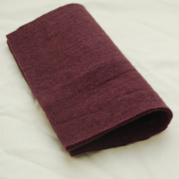 Handmade 100% Wool Felt Sheet - Approx 5mm Thick - 12" Square - Aubergine Purple