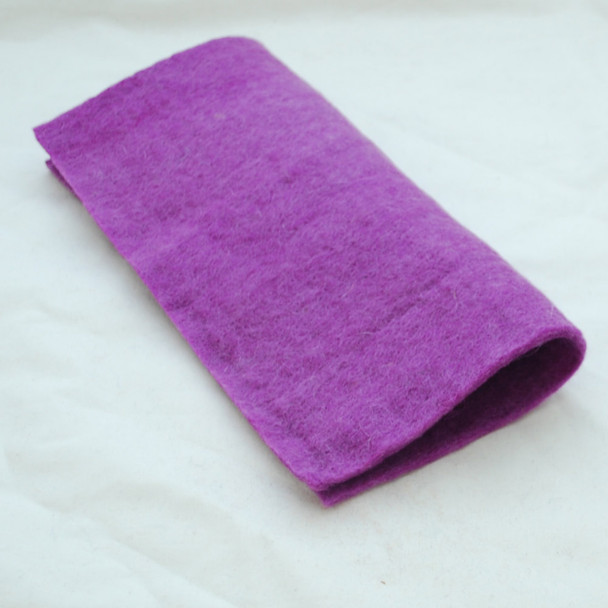 Handmade 100% Wool Felt Sheet - Approx 5mm Thick - 12" Square - Amethyst Purple