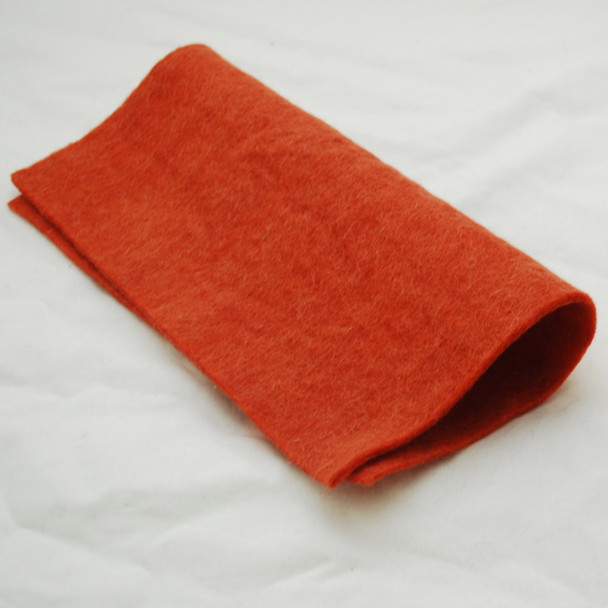 Handmade 100% Wool Felt Sheet - Approx 5mm Thick - 12" Square - Coral Orange