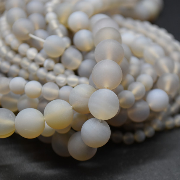 High Quality Grade A Natural Grey Agate Frosted / Matte Gemstone Round Beads 4mm, 6mm, 8mm, 10mm sizes
