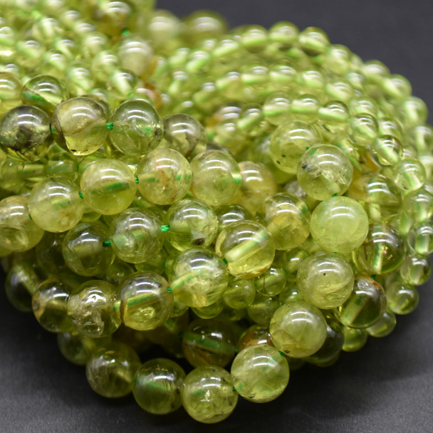 High Quality Grade A Natural Peridot (green) Gemstone Round Beads 4mm, 6mm sizes