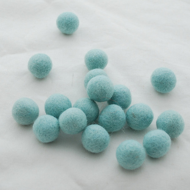 100% Wool Felt Balls - 1.5cm - Mint Blue - 25 Count / 100 Count