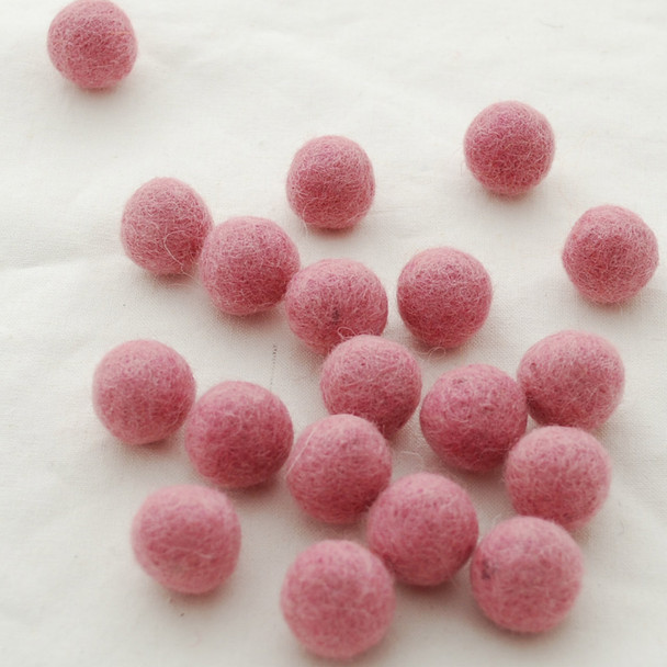 100% Wool Felt Balls - 1.5cm - Coral Pink - 25 Count / 100 Count