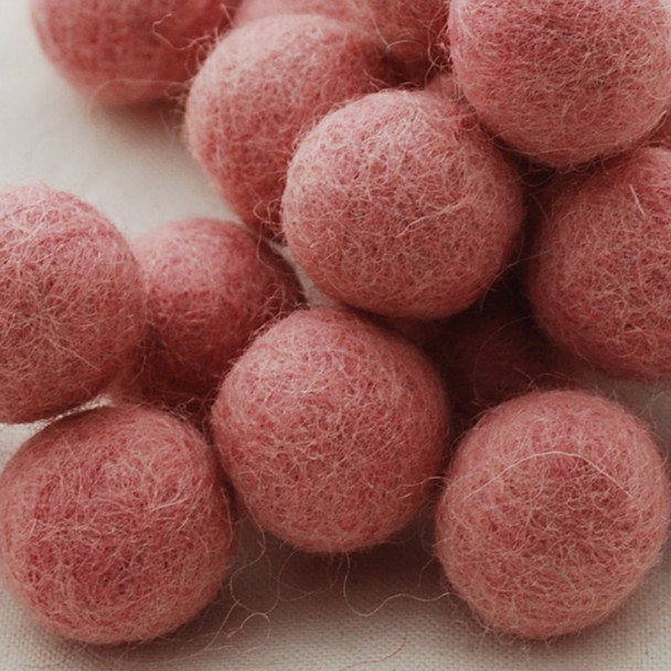 100% Wool Felt Balls - 10 Count - 3cm - Pastel Pink