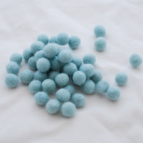100% Wool Felt Balls - 1cm - Mint Blue - 50 Count / 100 Count