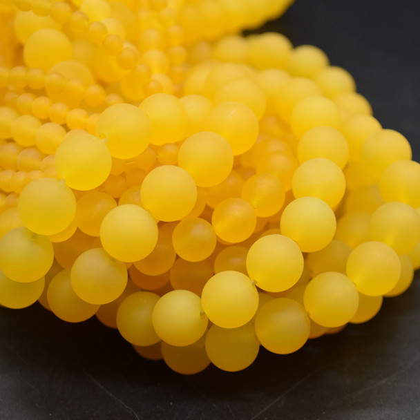 High Quality Yellow Jade (dyed) Frosted / Matte Semi-precious Gemstone Round Beads 4mm, 6mm, 8mm, 10mm sizes