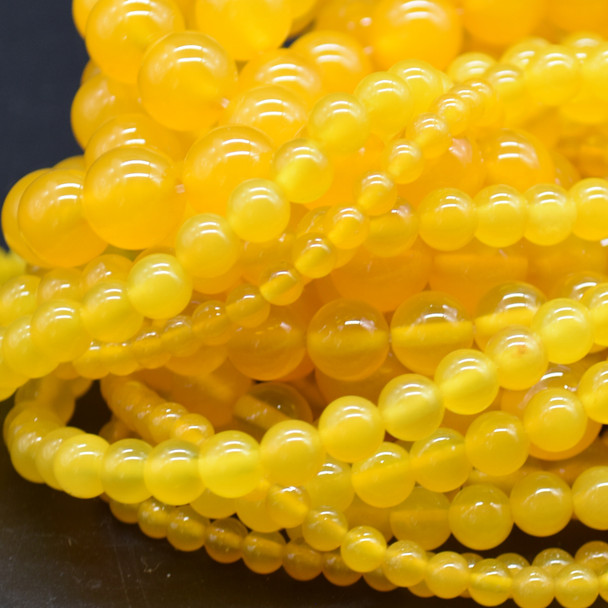 High Quality Grade A Yellow Agate Semi-precious Gemstone Round Beads 4mm, 6mm, 8mm, 10mm sizes