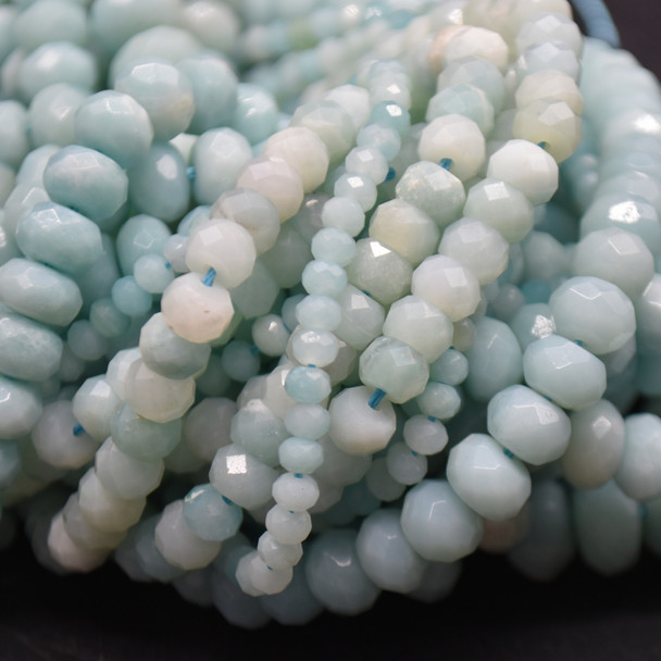 High Quality Grade A Natural Amazonite Semi-Precious Gemstone Faceted Rondelle / Spacer Beads - 3mm, 4mm, 6mm, 8mm, 10mm sizes