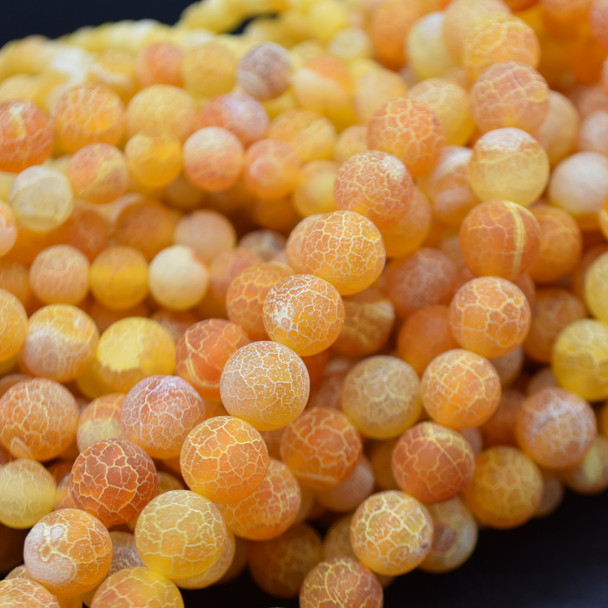 High Quality Crackle Orange Agate Frosted / Matte Semi-precious Gemstone Round Beads 4mm, 6mm, 8mm, 10mm sizes