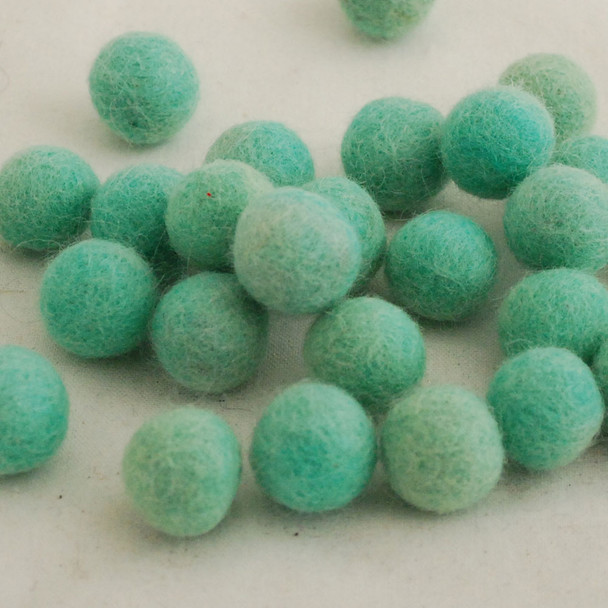 100% Wool Felt Balls - 1.5cm - Aquamarine Green - 25 Count / 100 Count