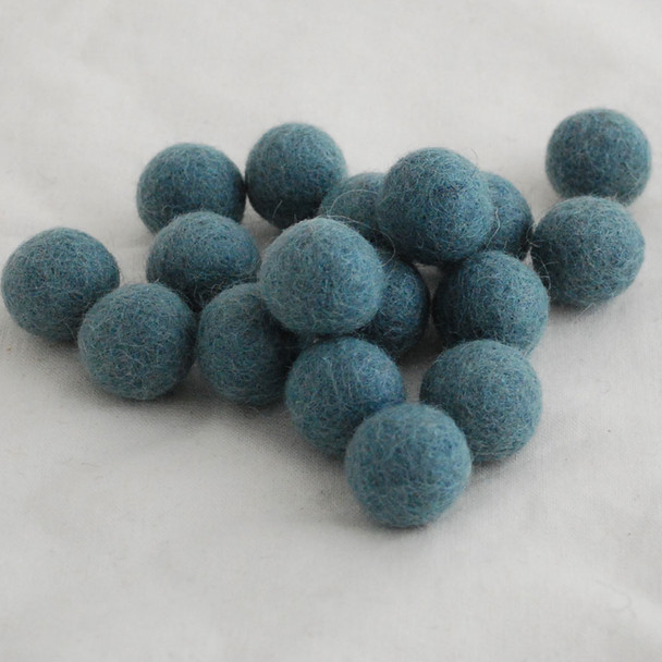 100% Wool Felt Balls - 2.5cm - Dark Morning Blue - 20 Count / 100 Count