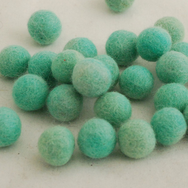 100% Wool Felt Balls - 10 Count - 3cm - Aquamarine Green