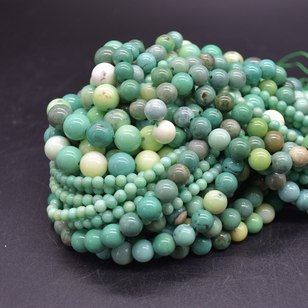 High Quality Grade A Natural Moss Green Opal Semi-precious Gemstone Round Beads - 4mm, 6mm, 8mm, 10mm sizes