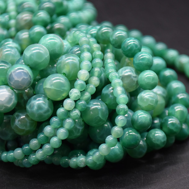 High Quality Grade A Green Fire Agate Semi-precious Gemstone Round Beads - 4mm, 6mm, 8mm, 10mm sizes