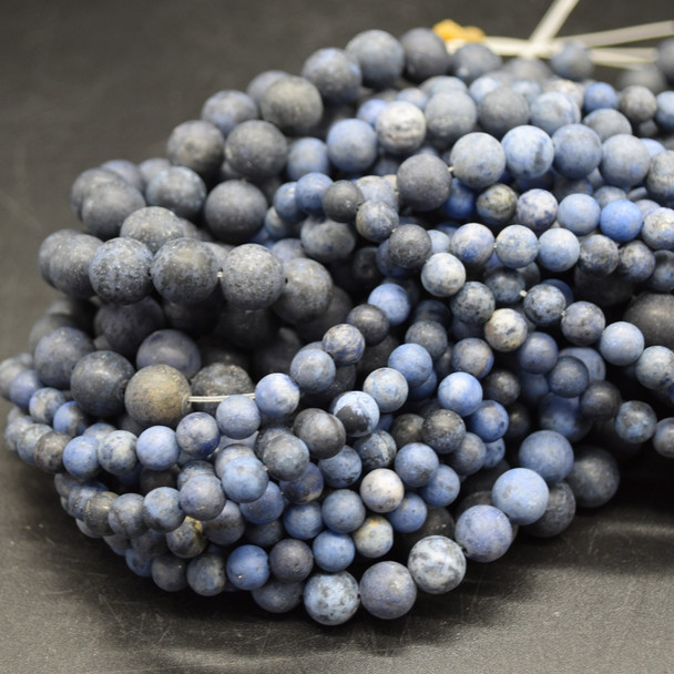 High Quality Grade A Natural Dumortierite Frosted / Matte Semi-Precious Gemstone Round Beads - 4mm, 6mm, 8mm, 10mm sizes