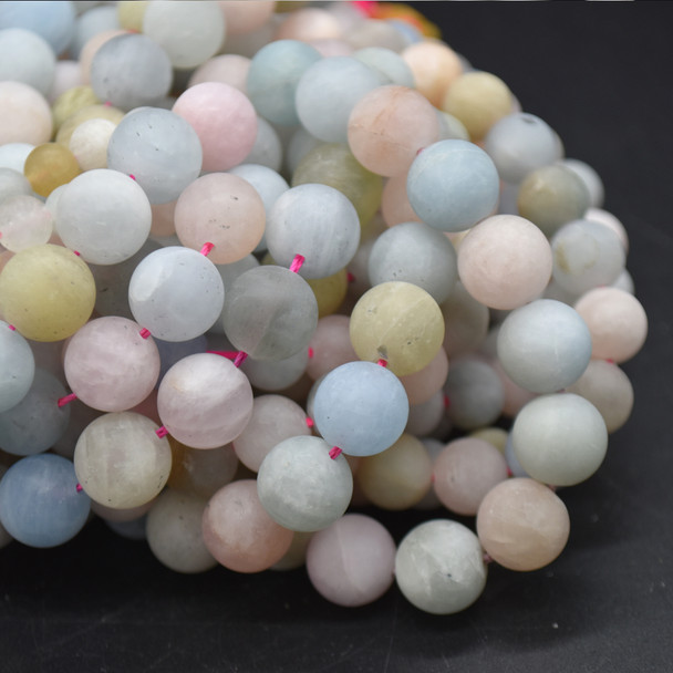 High Quality Grade A Natural Beryl / Morganite Frosted / Matte Semi-Precious Gemstone Round Beads - 4mm, 6mm, 8mm, 10mm sizes