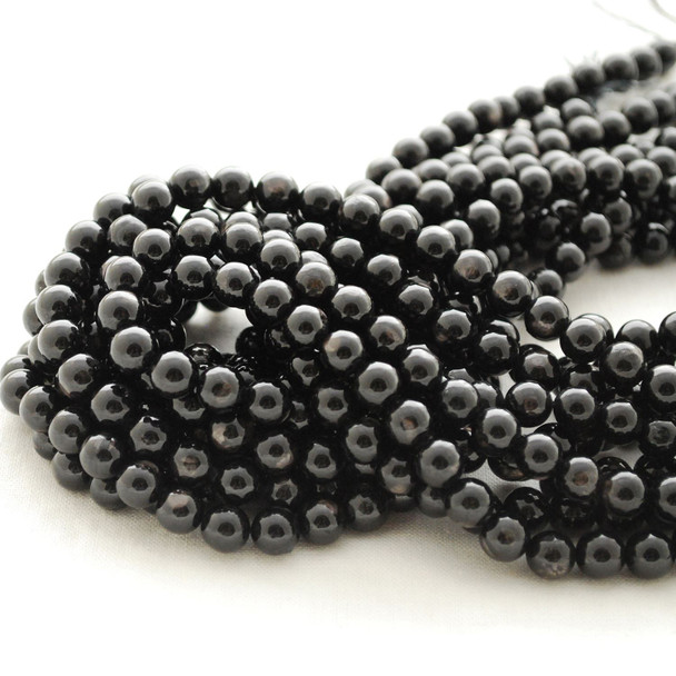 High Quality Grade A Natural Black Aura Hypersthene Semi-Precious Gemstone Round Beads - 4mm, 6mm, 8mm, 10mm sizes - 15" long