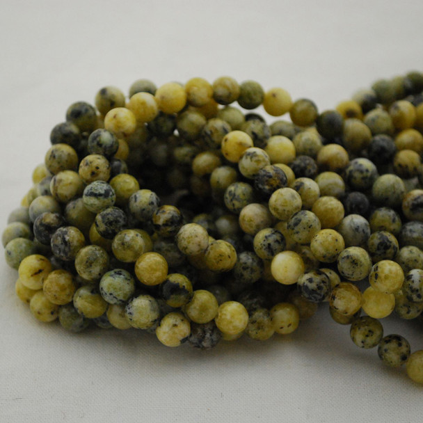 High Quality Grade A Natural Yellow Turquoise Semi-Precious Gemstone Round Beads - 4mm, 6mm, 8mm, 10mm sizes - 14" long