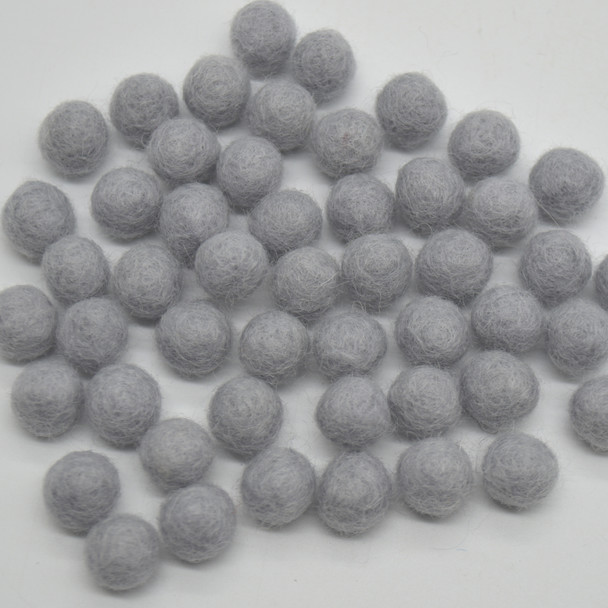 100% Wool Felt Balls - 1cm - Silver Grey - 50 Count / 100 Count
