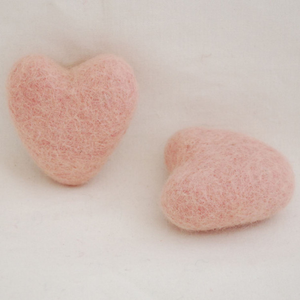 100% Wool Felt Heart - 6cm - 2 Count - Light Peach Pink