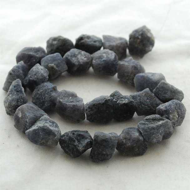 Raw Natural Iolite Semi-precious Gemstone Chunky Nugget Beads - approx 13mm - 15mm x 18mm - 22mm - approx 15" long strand