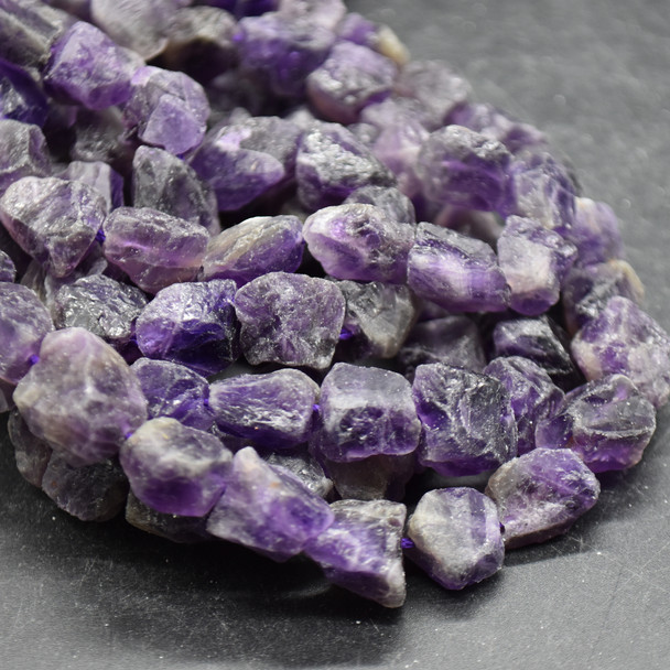 Raw Natural Amethyst Semi-precious Gemstone Chunky Nugget Beads - approx 9mm - 11mm x 13mm - 15mm - approx 15" long strand