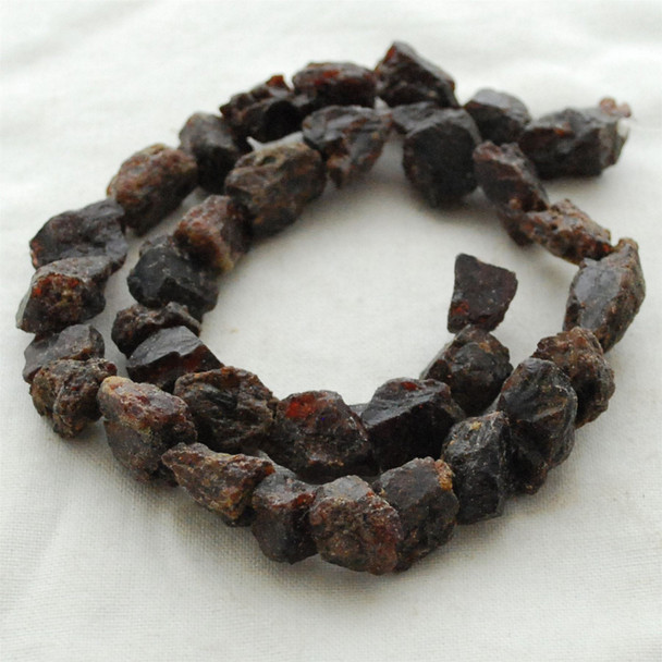 Raw Natural Garnet Semi-precious Gemstone Chunky Nugget Beads - approx 11mm - 13mm x 15mm - 18mm - approx 15" long strand