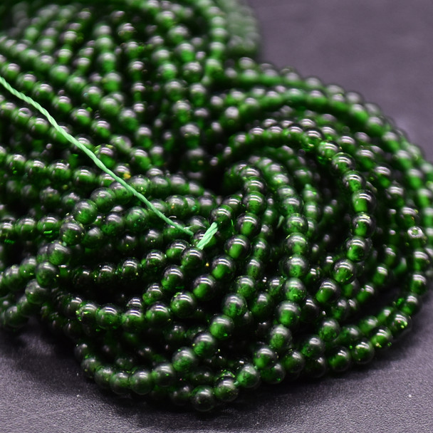High Quality Green Goldstone Round Beads - 2mm - 15" long