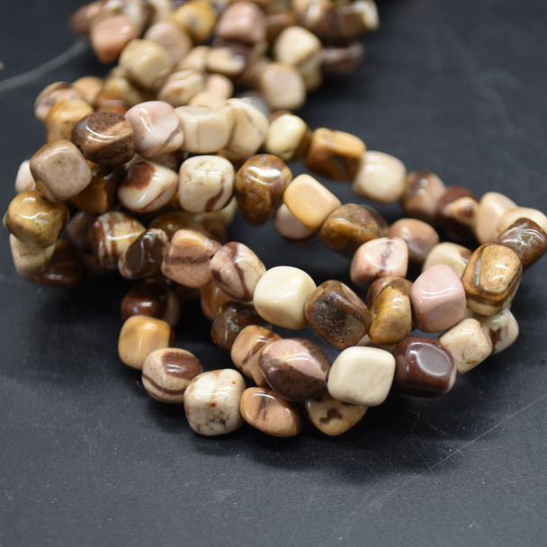 High Quality Grade A Natural Australian Zebra Jasper Semi-precious Gemstone Pebble Tumbledstone Nugget Beads - approx 5mm - 8mm - 15" long strand