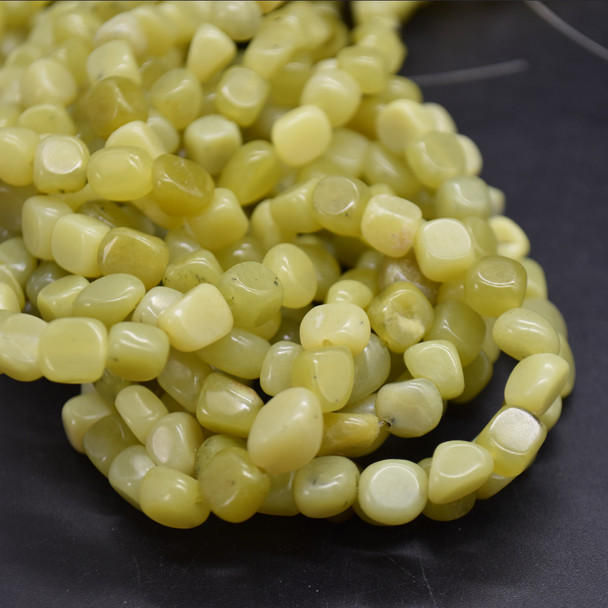 High Quality Grade A Natural Lemon Jade Semi-precious Gemstone Pebble Tumbledstone Nugget Beads - approx 5mm - 8mm - 15" long strand