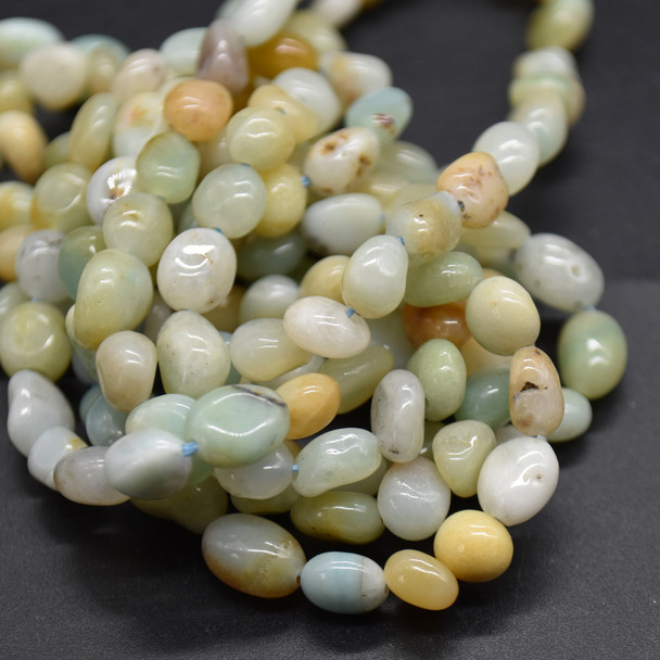 High Quality Grade A Natural Multi Colour Amazonite Semi-precious Gemstone Pebble Tumbledstone Nugget Beads - approx 5mm - 8mm - 15" long strand