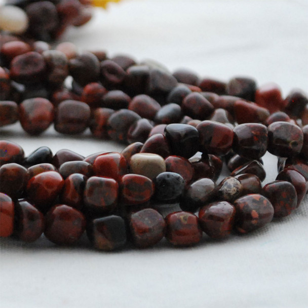 High Quality Grade A Natural Poppy Jasper Semi-precious Gemstone Pebble Tumbledstone Nugget Beads - approx 5mm - 8mm - 15" long strand