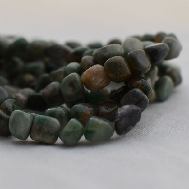 High Quality Grade A Natural African Jade Semi-precious Gemstone Pebble Tumbledstone Nugget Beads - approx 7mm - 10mm - 15" long strand