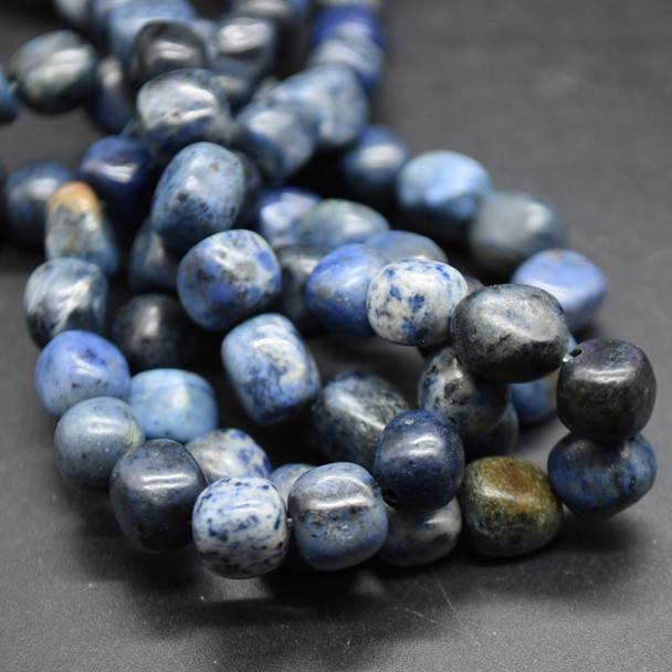 High Quality Grade A Natural Dumortierite Semi-precious Gemstone Pebble Tumbledstone Nugget Beads - approx 7mm - 10mm - 15" long strand