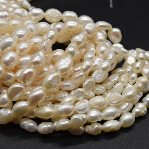 Natural Freshwater Baroque Pearl Pebble Nugget Beads - White - 4 Sizes - 14" long